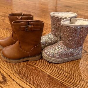 Cat & Jack Brown and Glitter Kids Boots